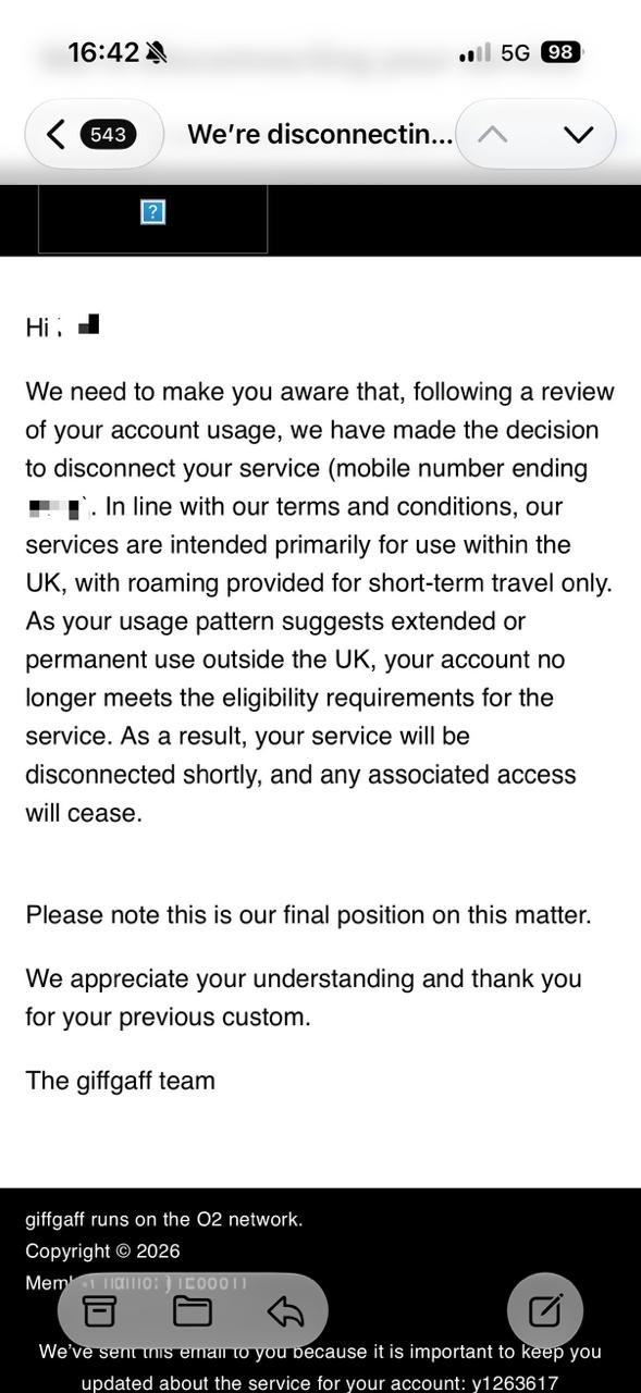 英国神卡GiffGaff正在大规模封号清退