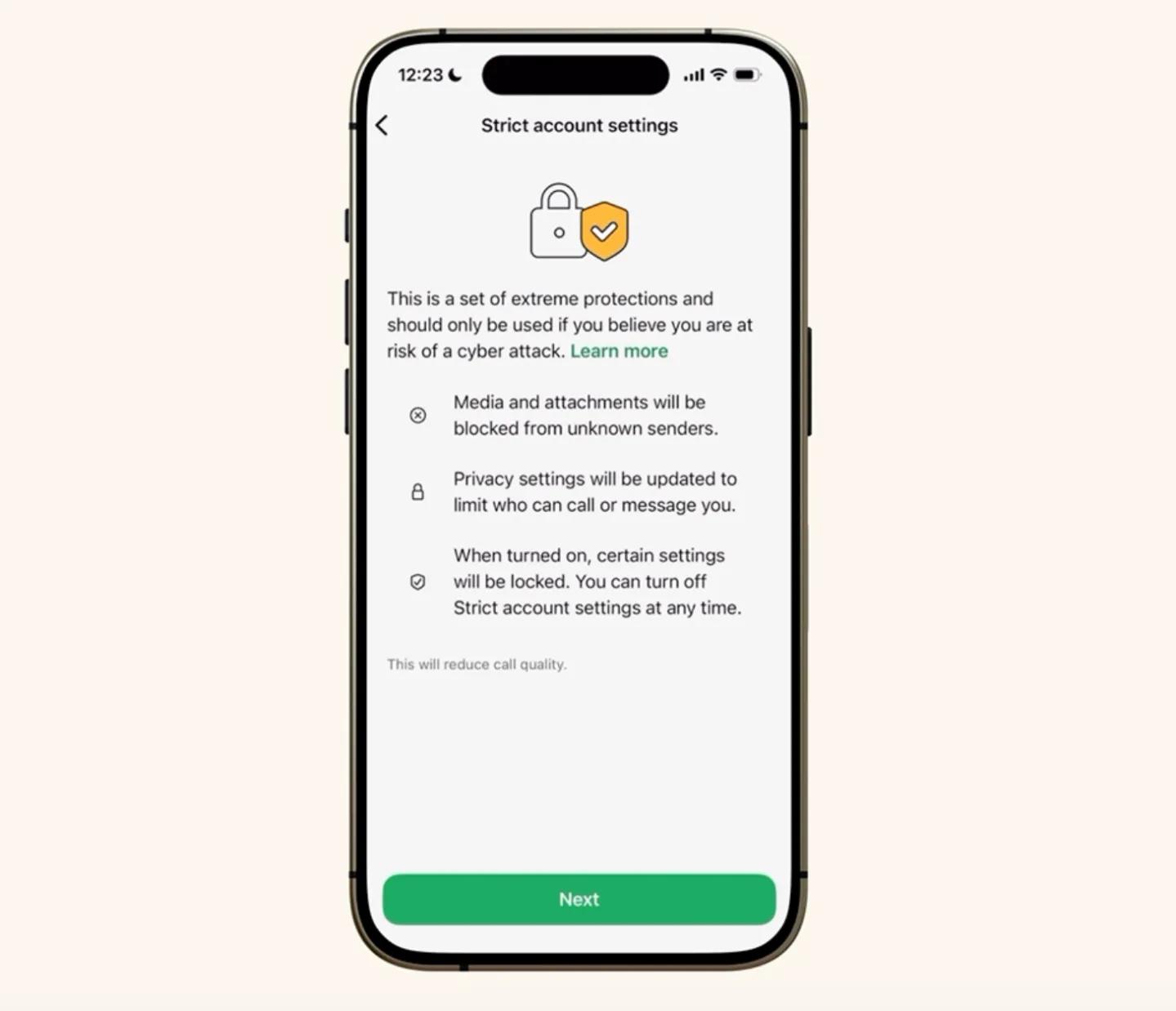 WhatsApp严格帐户设置